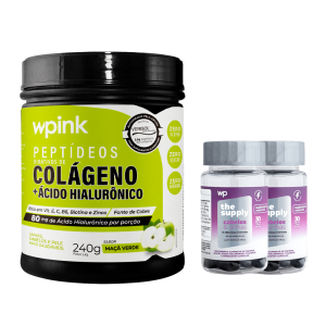 colágeno de maçã verde - 240g + 2 cabelos e unhas - wp