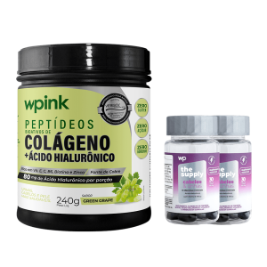 colágeno de uva verde - 240g + 2 cabelos e unhas - wp