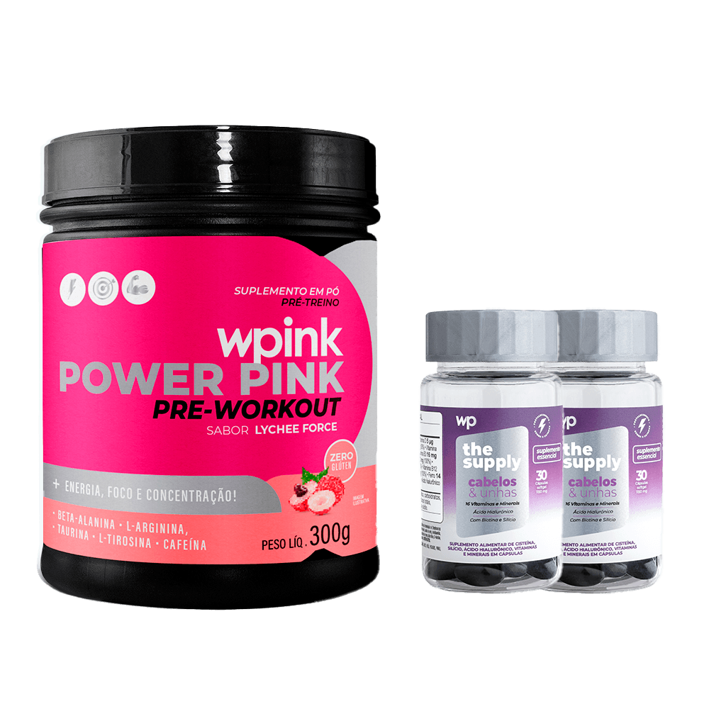 super power pink lichia 300g + 2 cabelos e unhas - wp