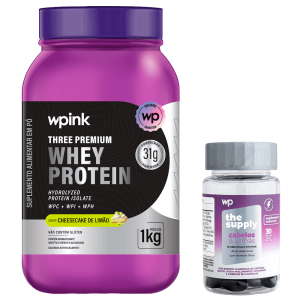 three premium whey protein limão – 1 KG + cabelos e unhas - wp