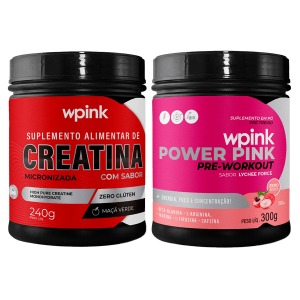 creatina maçã verde 240g - super power pink de lichia - pré-treino – 300g