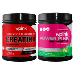 creatina sem sabor 240g - super power pink de limão - pré-treino – 300g